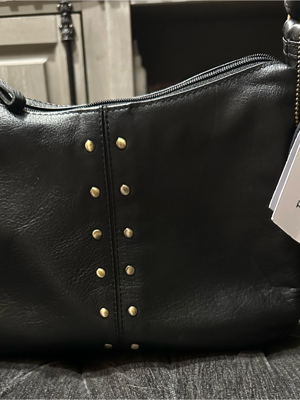 Black Stud-Accent Crossbody/Shoulder — Classic Everyday Carry